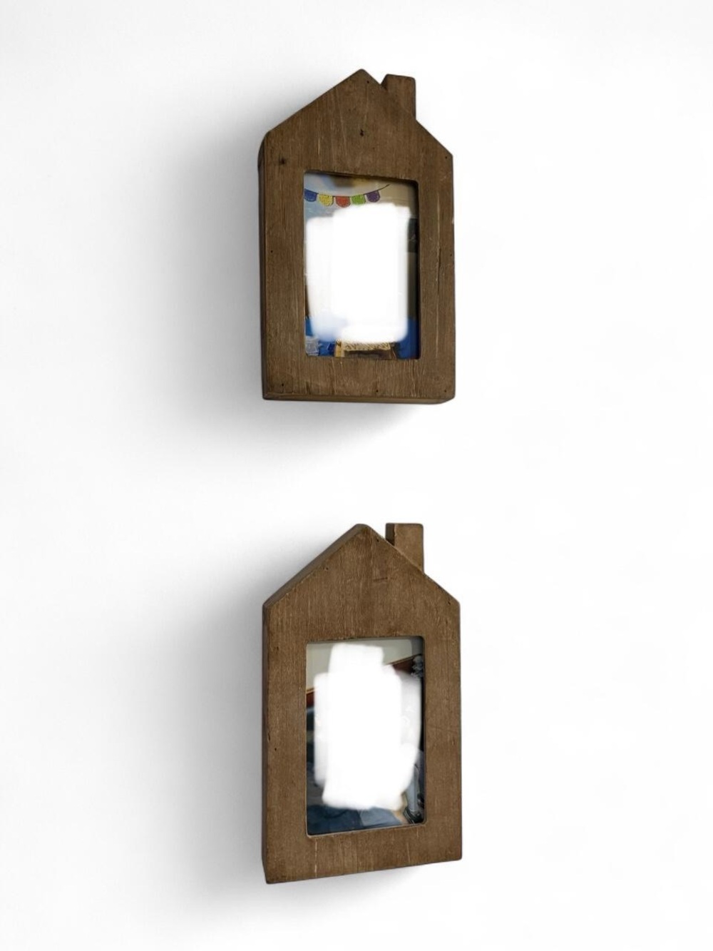 Wooden House Frame Wall Decor 4x6 - Brown Set of 2